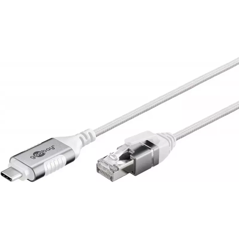 Goobay 74386 Laidinio tinklo adapteris USB 3.1 Type A – RJ45, 1,5 m, baltas