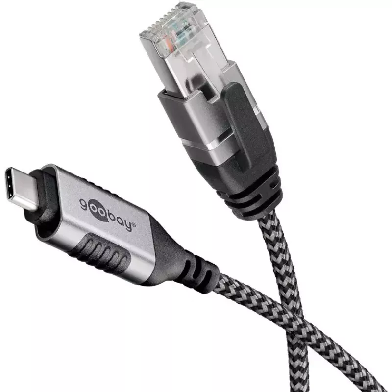 Kabelio lyties keitiklis Goobay 74408 USB 3.1 tipas A RJ45 15 m Juodas Sidabrinis