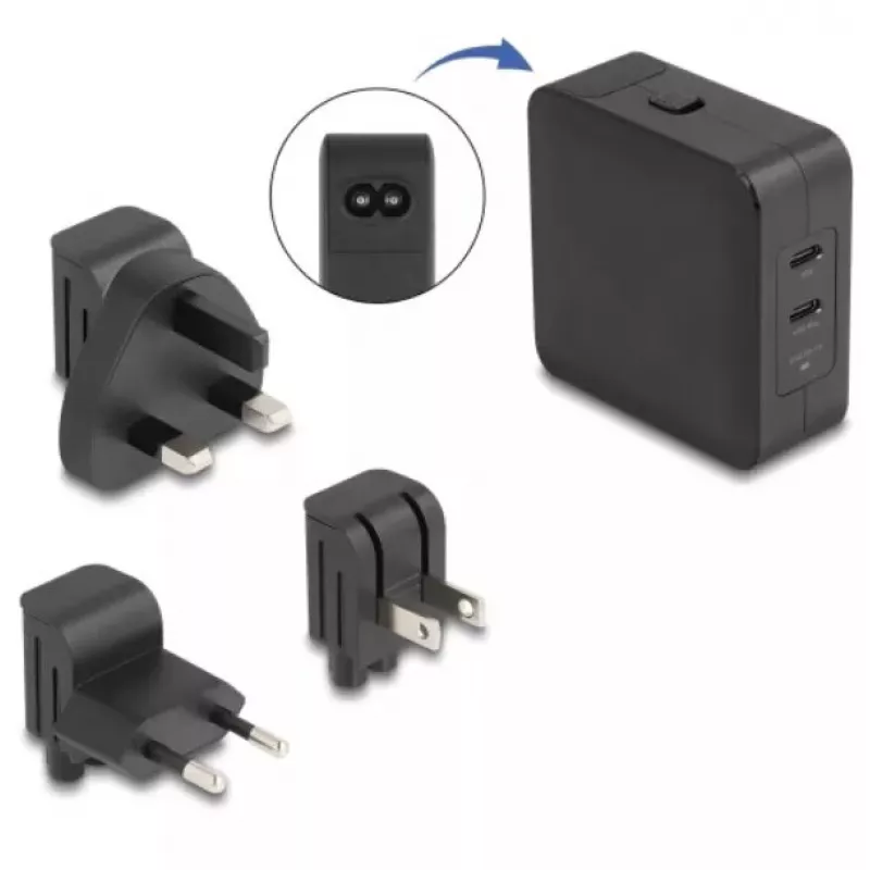 Kroviklis patalpoms DeLOCK 41443 Universalus Juodas AC 100-240V 2x USB Type-C