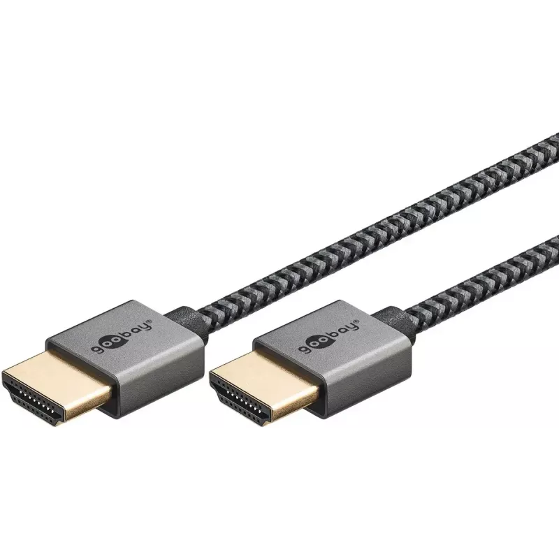 Goobay HDMI kabelis 1 m, A tipo kištukas-kištukas, 18 Gbit/s, pilka