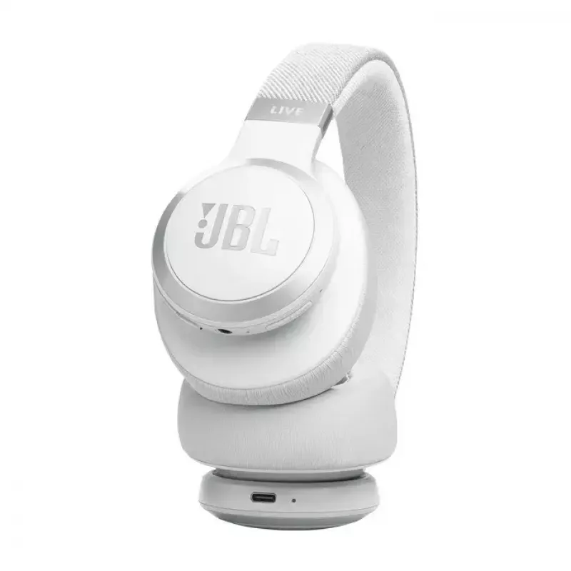 JBL Live 770NC ausinės belaidės ant ausų, triukšmo slopinimas, baltos