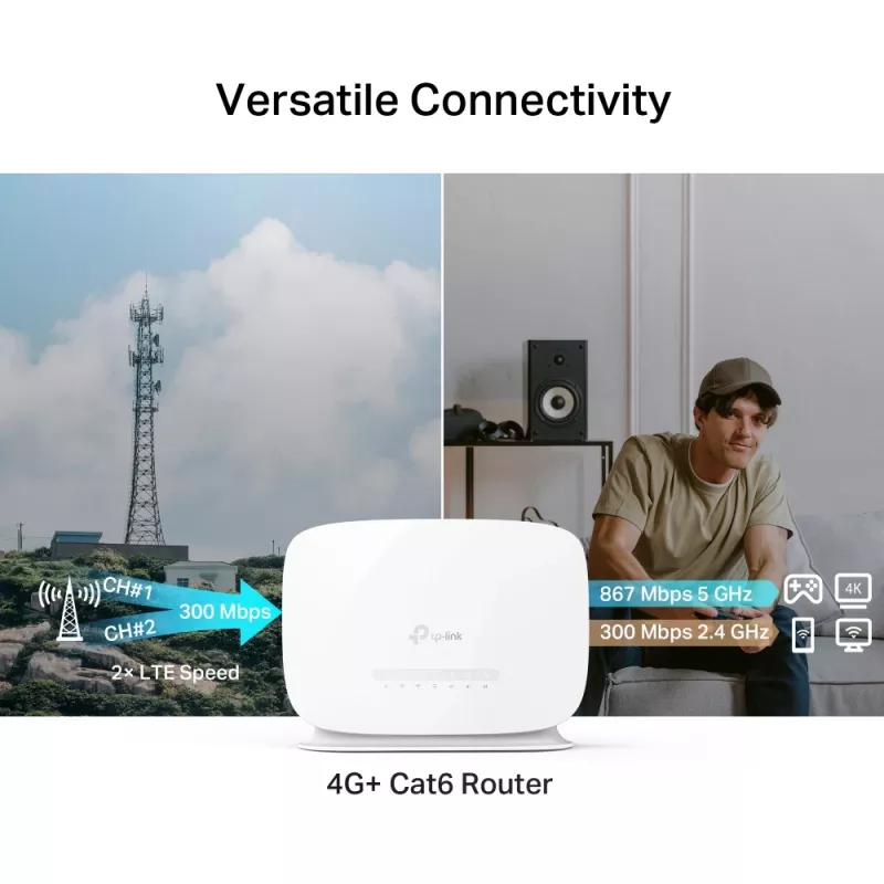 TP-Link Archer MR505 4G+ Cat6 AC1200 belaidis dviejų juostų gigabitinės Ethernet maršrutizatorius