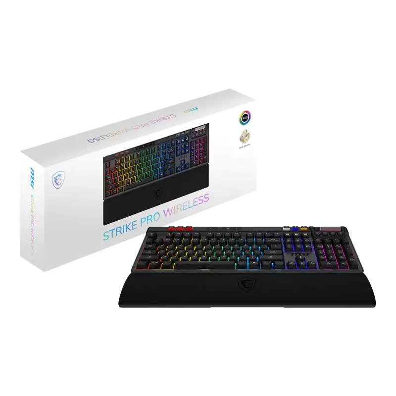 MSI Strike Pro Wireless Silent Mechanical Gaming Keyboard, DE (QWERTZ) išdėstymas, juoda