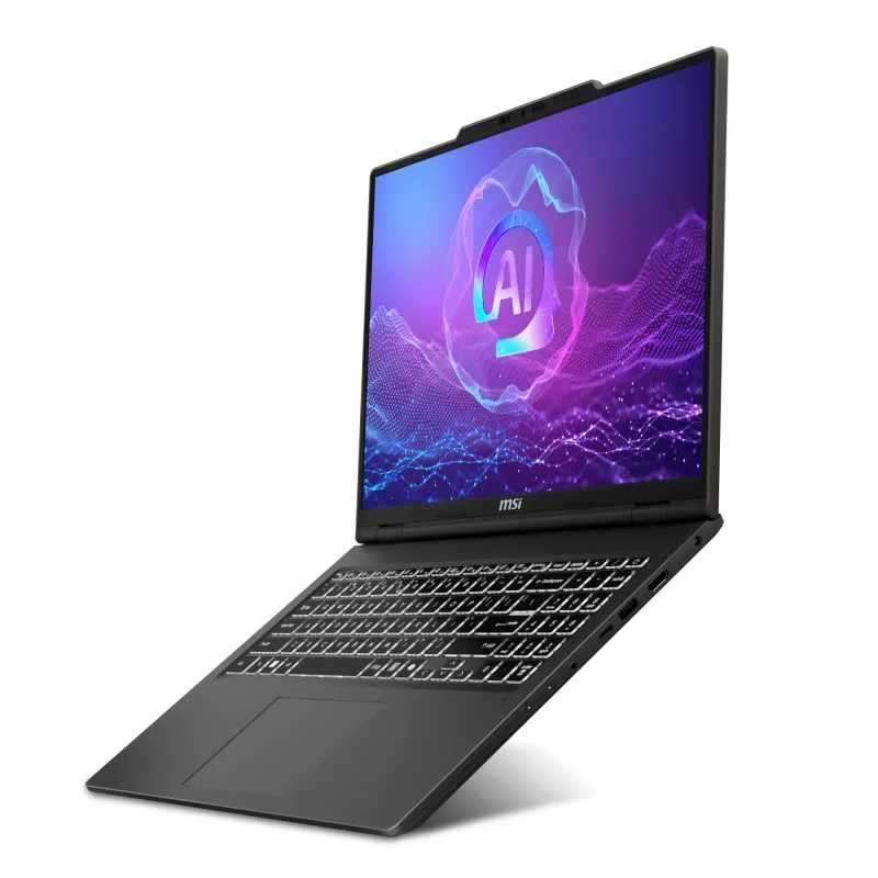 Nešiojamas kompiuteris MSI VenturePro A16 AI+ A3HWEG-003DE — AMD Ryzen AI 7 350, 16 colių 2K (2048×1280), 16 GB DDR5, 1 TB SSD, NVIDIA GeForce RTX 5050, Windows 11 Home, Pilka