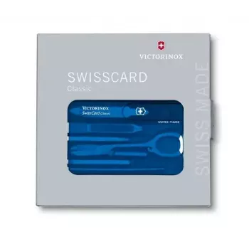 Victorinox SwissCard Classic mėlyna – kišeninė daugiafunkcinė kortelė