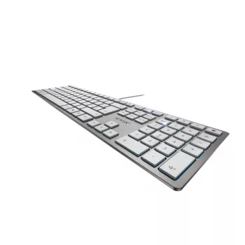 CHERRY KC 6000 Slim klaviatūra Universal USB AZERTY Belgijos sidabrinė, balta