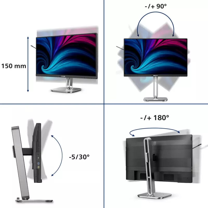 Philips 4000 serijos 24B2U4301/00 monitorius 60,5 cm (23,8 colio) 1920 x 1080 pikselių Full HD LCD pilkas