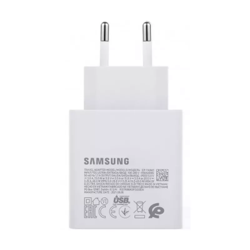 Samsung 65W PD USB-C TA865 White – belaidinis USB-C PD greitasis įkroviklis 65W
