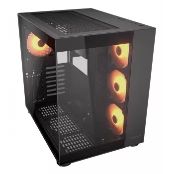 COUGAR FV150 ARGB — Midi Tower korpusas, juodas, ATX/MicroATX/Mini-ITX, 3x120mm priekyje + 1x120mm gale, 2x3.5 colio ir 2x2.5 colio vietos