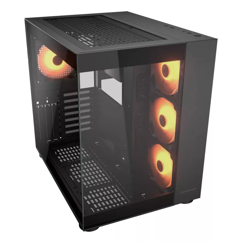 COUGAR FV150 ARGB — Midi Tower korpusas, juodas, ATX/MicroATX/Mini-ITX, 3x120mm priekyje + 1x120mm gale, 2x3.5 colio ir 2x2.5 colio vietos