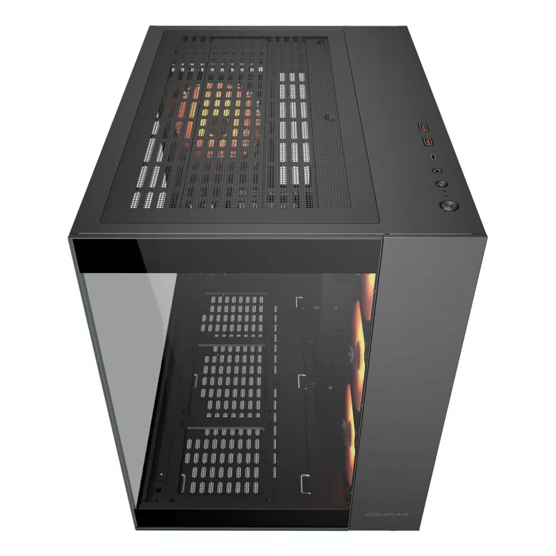 COUGAR FV150 ARGB — Midi Tower korpusas, juodas, ATX/MicroATX/Mini-ITX, 3x120mm priekyje + 1x120mm gale, 2x3.5 colio ir 2x2.5 colio vietos