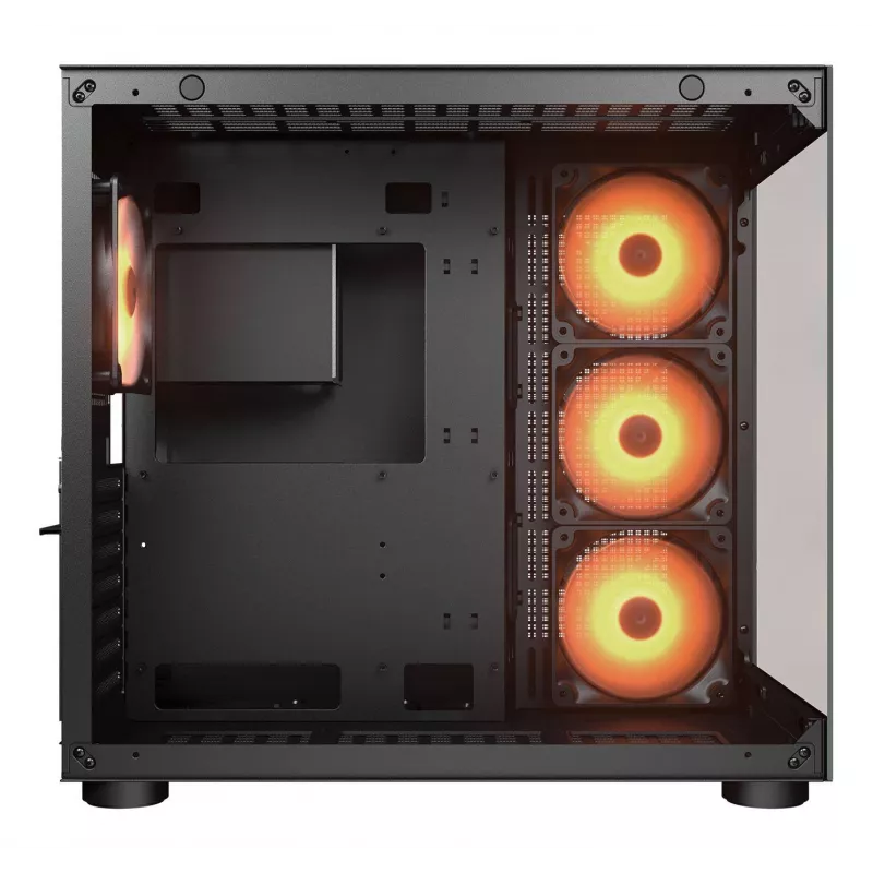 COUGAR FV150 ARGB — Midi Tower korpusas, juodas, ATX/MicroATX/Mini-ITX, 3x120mm priekyje + 1x120mm gale, 2x3.5 colio ir 2x2.5 colio vietos