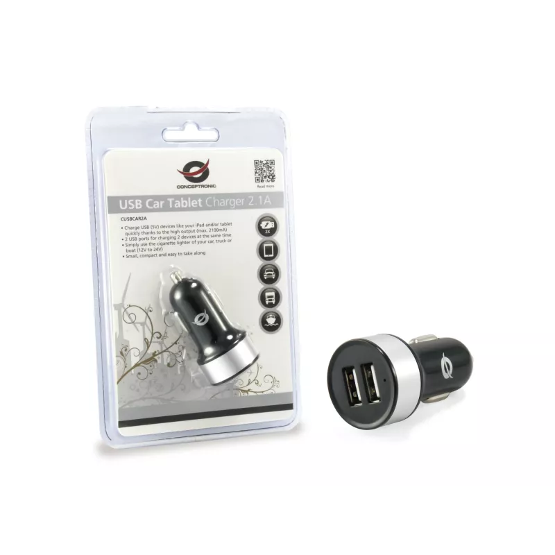 Automobilinis USB kroviklis Conceptronic CUSBCAR2A 2 prievadai 2.1A