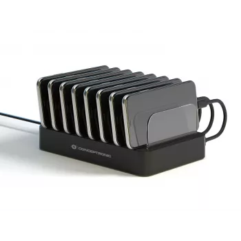 Conceptronic OZUL 8 prievadų 75W USB PD įkrovimo stotelė, vidaus, AC, 12 V, juoda