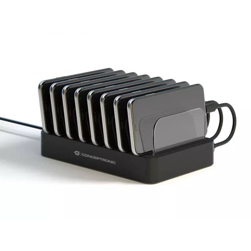 Conceptronic OZUL 8 prievadų 75W USB PD įkrovimo stotelė, vidaus, AC, 12 V, juoda