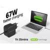 Conceptronic OZUL04BE 67W GaN USB PD įkroviklis su integruotu USB-C kabeliu