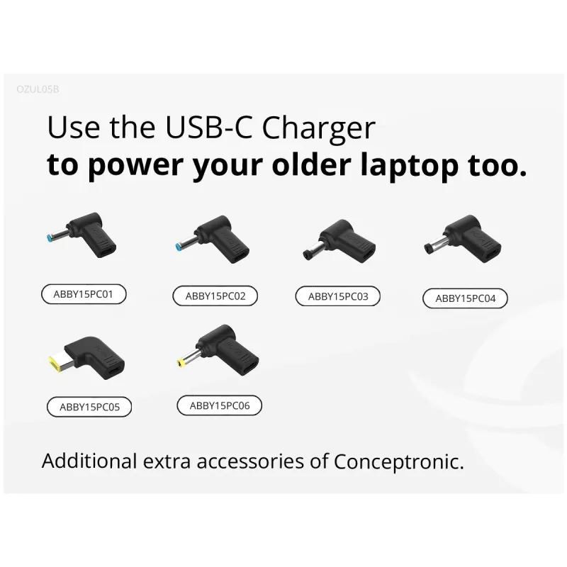 Conceptronic OZUL05BE universalus mobiliojo įrenginio kroviklis 100W GaN AC juodas