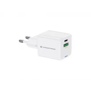Conceptronic 2 prievadų 20W GaN USB PD įkroviklis, USB-C x 1, USB-A x 1, QC 3.0, PPS