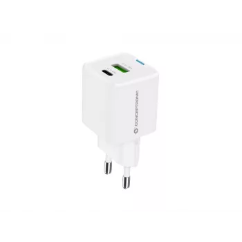 Conceptronic 2 prievadų 20W GaN USB PD įkroviklis, USB-C x 1, USB-A x 1, QC 3.0, PPS