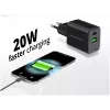 Conceptronic 2 prievadų 20W GaN USB PD įkroviklis, USB-C x 1, USB-A x 1, QC 3.0, PPS