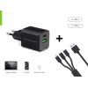 Conceptronic 2 prievadų 33W GaN USB PD įkroviklis su 3-in-1 įkrovimo kabeliu, USB-C x 1, USB-A x 1, QC 3.0, PPS