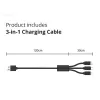 Conceptronic 2 prievadų 33W GaN USB PD įkroviklis su 3-in-1 įkrovimo kabeliu, USB-C x 1, USB-A x 1, QC 3.0, PPS