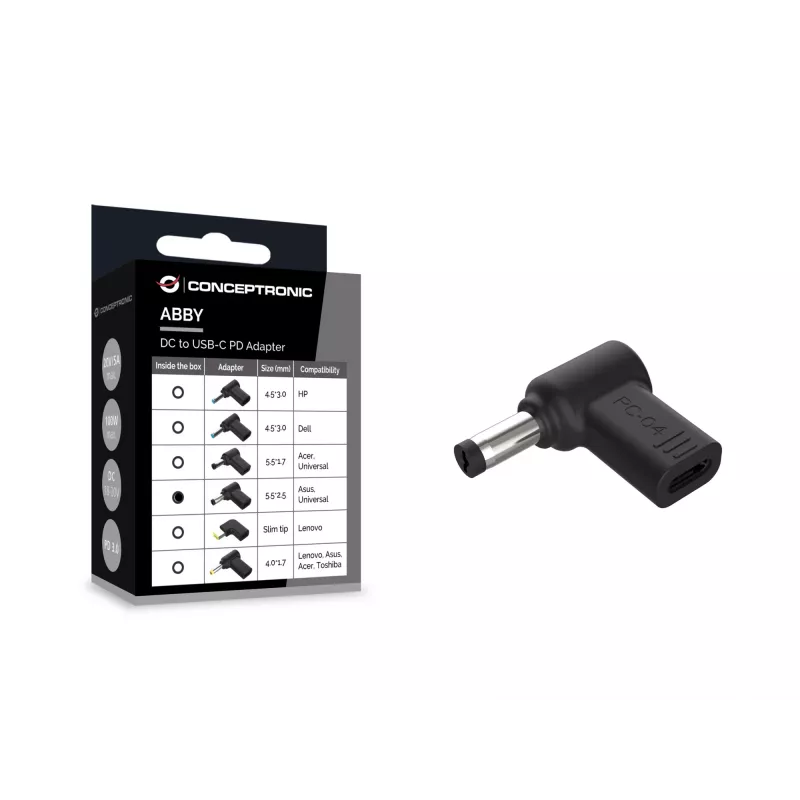 Conceptronic ABBY15PC04 DC į USB-C adapteris, Asus/Universal 5.5x2.5mm, 18-20V