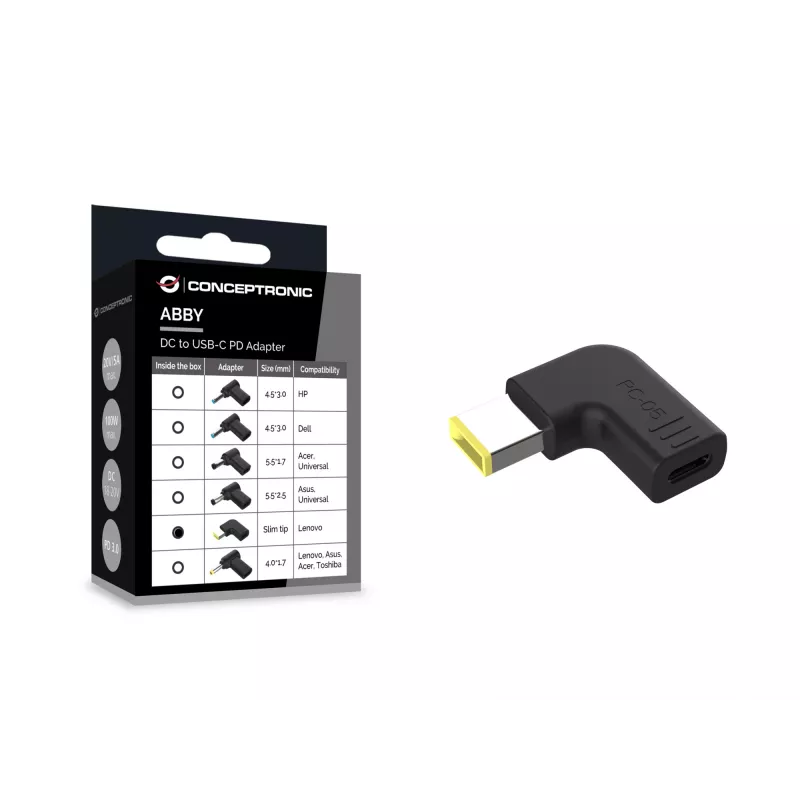 Conceptronic ABBY15PC05 nuo DC prie USB-C adapteris, Lenovo plonas lizdas, 18-20V
