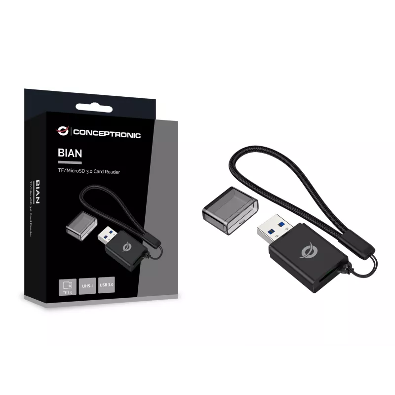 Conceptronic BIAN07B TF/MicroSD 3.0 kortelių skaitytuvas, UHS-I, USB 3.0, 5 Gbps