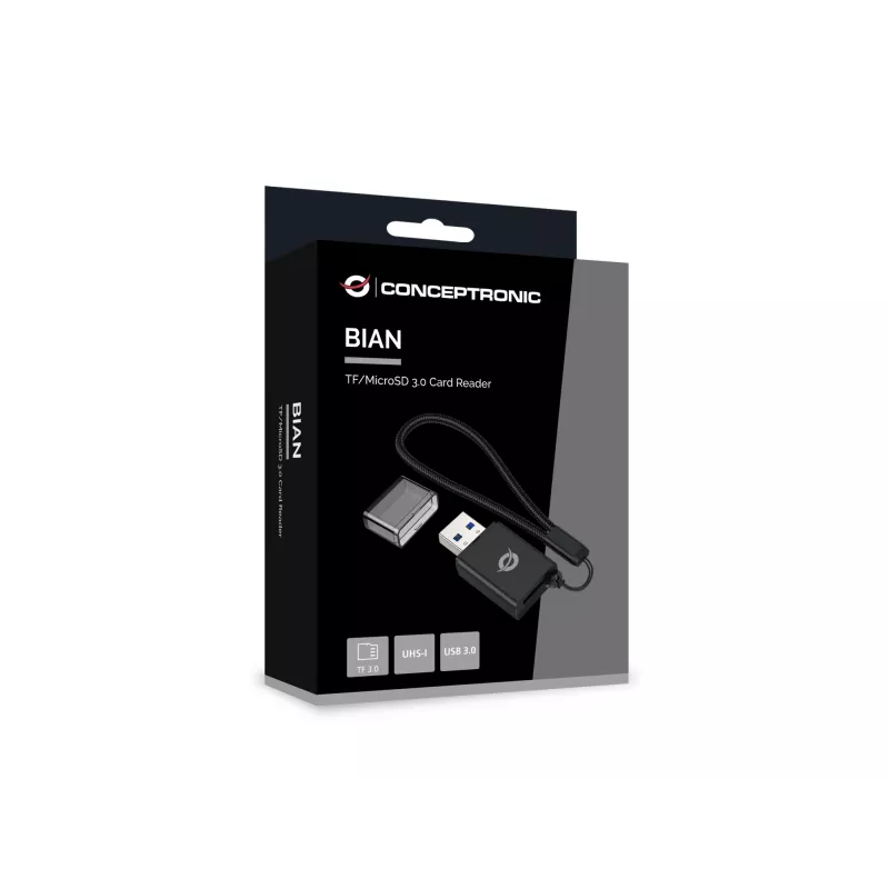 Conceptronic BIAN07B TF/MicroSD 3.0 kortelių skaitytuvas, UHS-I, USB 3.0, 5 Gbps