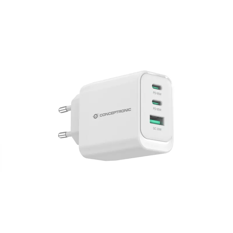 Conceptronic ALTHEA21W65 3 prievadų 65 W GaN USB PD įkroviklis, USB-C x 2, USB-A x 1, QC 3.0, PPS, PD 3.0