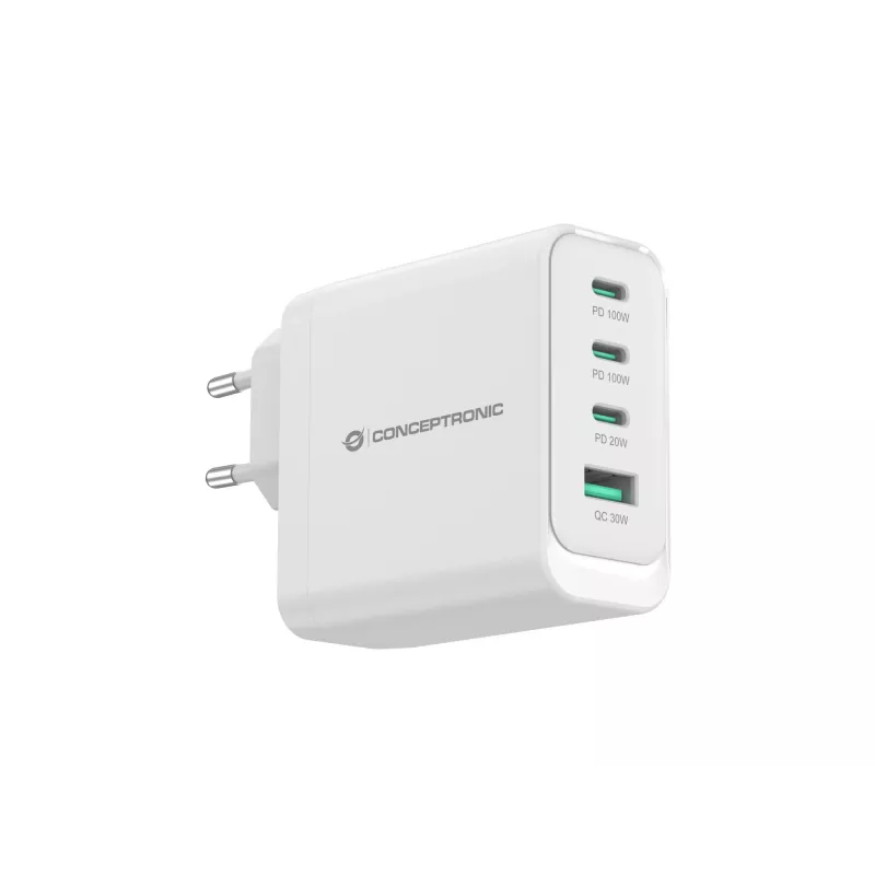 Conceptronic ALTHEA22W100 4-Port 100W GaN USB PD Įkroviklis, USB-C x 3, USB-A x 1, QC 3.0, PPS, PD 3.0