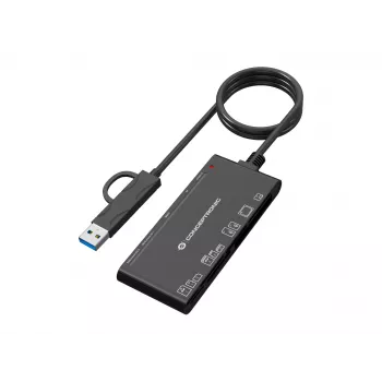 7-in-1 kortelių skaitytuvas CONCEPTRONIC BIAN10B — USB 3.2 Gen 1 Type-A/Type-C, CF/MMC/MS/SD/MicroSD/xD, juodas