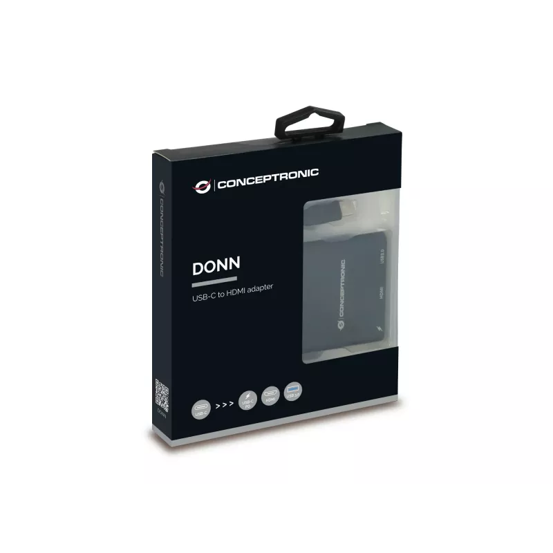 Conceptronic DONN01B nešiojamojo kompiuterio dokų stotelė / prievadų kartotuvas USB 3.2 Gen 1 (3.1 Gen 1) Type-C juoda