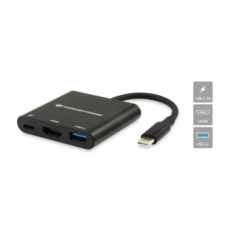 Conceptronic DONN01B nešiojamojo kompiuterio dokų stotelė / prievadų kartotuvas USB 3.2 Gen 1 (3.1 Gen 1) Type-C juoda