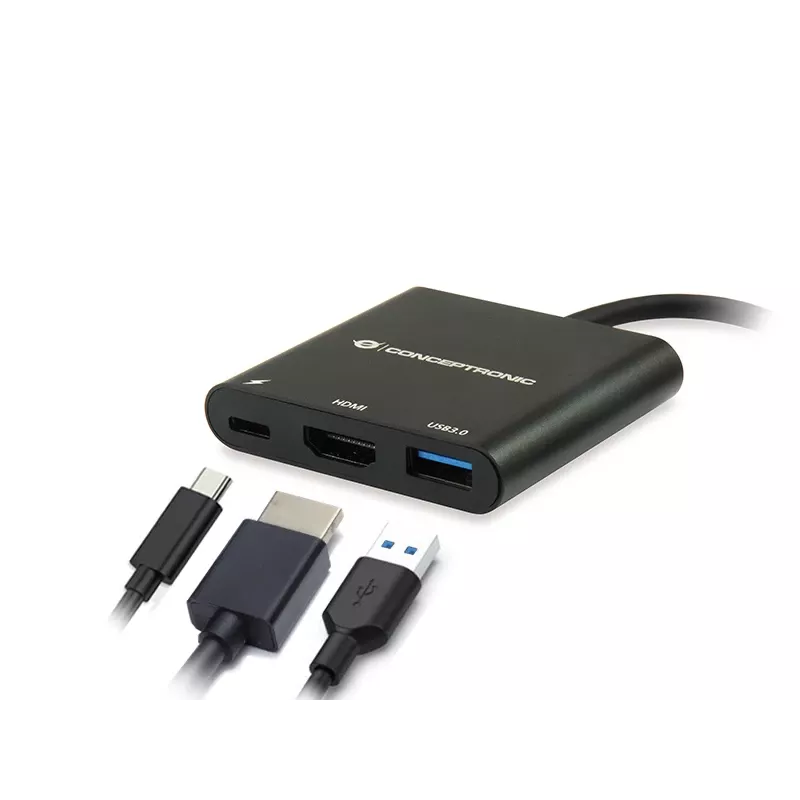 Conceptronic DONN01B nešiojamojo kompiuterio dokų stotelė / prievadų kartotuvas USB 3.2 Gen 1 (3.1 Gen 1) Type-C juoda