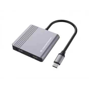 Conceptronic DONN13G 4-in-1 USB-C dokų stotelė / replikatorius, USB 3.2 Gen 1 Type-C, pilka