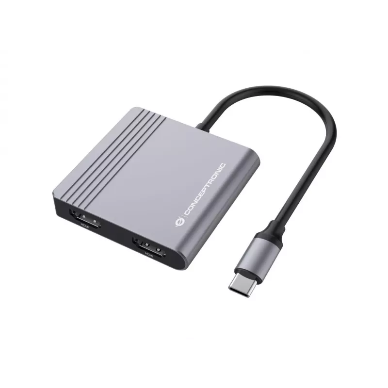 Conceptronic DONN13G 4-in-1 USB-C dokų stotelė / replikatorius, USB 3.2 Gen 1 Type-C, pilka