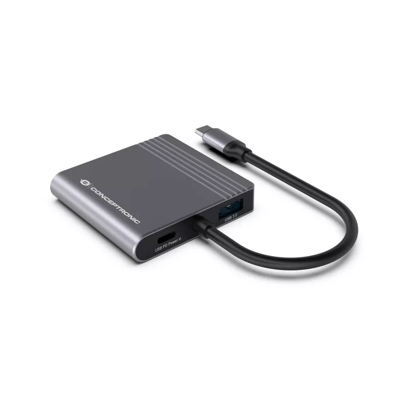 Conceptronic DONN13G 4-in-1 USB-C dokų stotelė / replikatorius, USB 3.2 Gen 1 Type-C, pilka