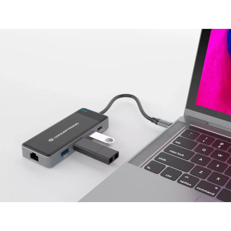 Conceptronic DONN14G 7-in-1 USB-C dokų stotelė / prievadų replikatorius, pilka