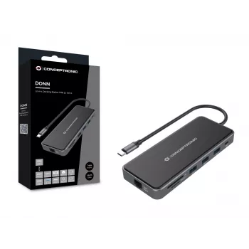 Conceptronic DONN15G 12-in-1 USB-C dokas su HDMI, VGA, USB 3.0, GbE