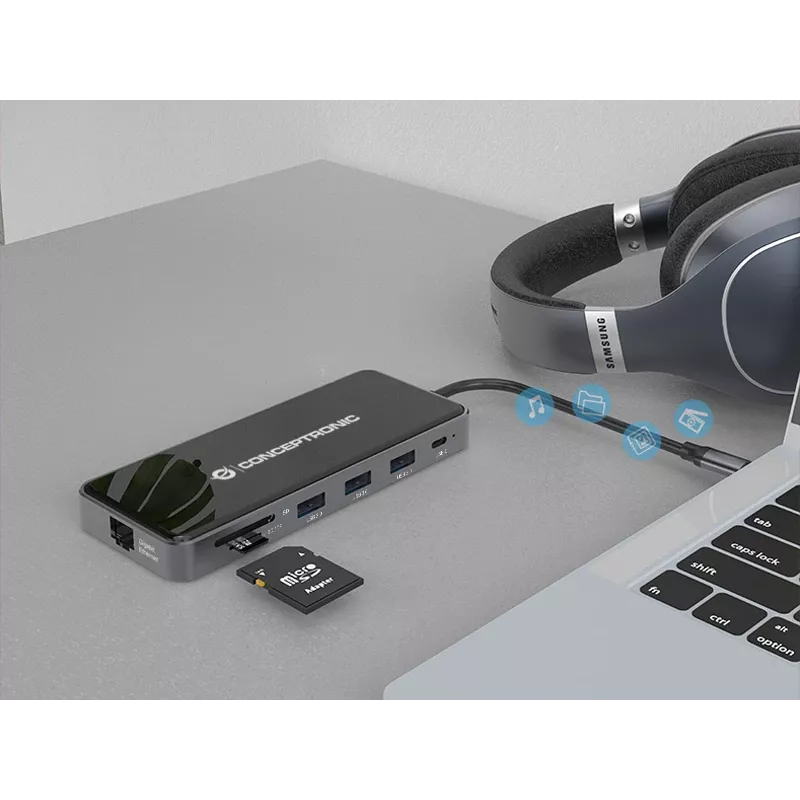 Conceptronic DONN15G 12-in-1 USB-C dokas su HDMI, VGA, USB 3.0, GbE