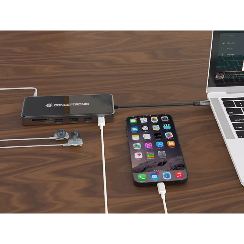 Conceptronic DONN15G 12-in-1 USB-C dokas su HDMI, VGA, USB 3.0, GbE
