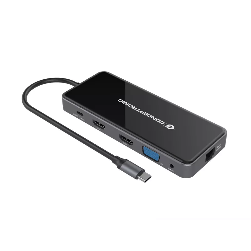 Conceptronic DONN15G 12-in-1 USB-C dokas su HDMI, VGA, USB 3.0, GbE
