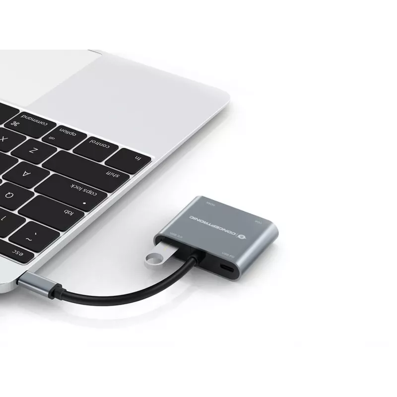 Conceptronic DONN16G Laidinis USB 3.2 Gen 1 Type-C Pilka 100W 4K Ultra HD