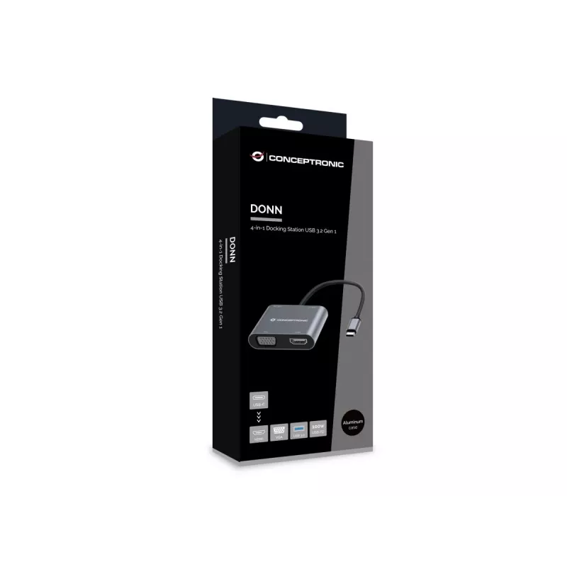 Conceptronic DONN16G Laidinis USB 3.2 Gen 1 Type-C Pilka 100W 4K Ultra HD
