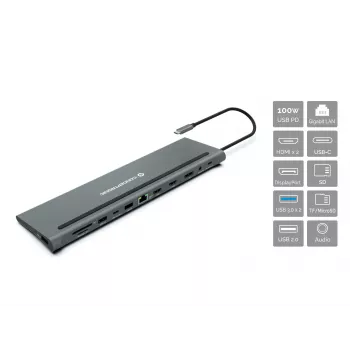 Conceptronic DONN17G 12-in-1 USB-C dokas su HDMI, DisplayPort, USB 3.2 Gen 1