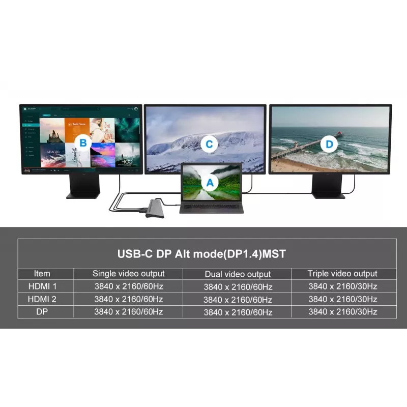 Conceptronic DONN17G 12-in-1 USB-C dokas su HDMI, DisplayPort, USB 3.2 Gen 1