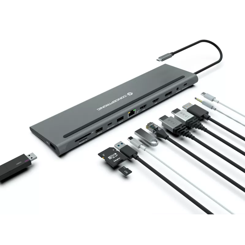 Conceptronic DONN17G 12-in-1 USB-C dokas su HDMI, DisplayPort, USB 3.2 Gen 1