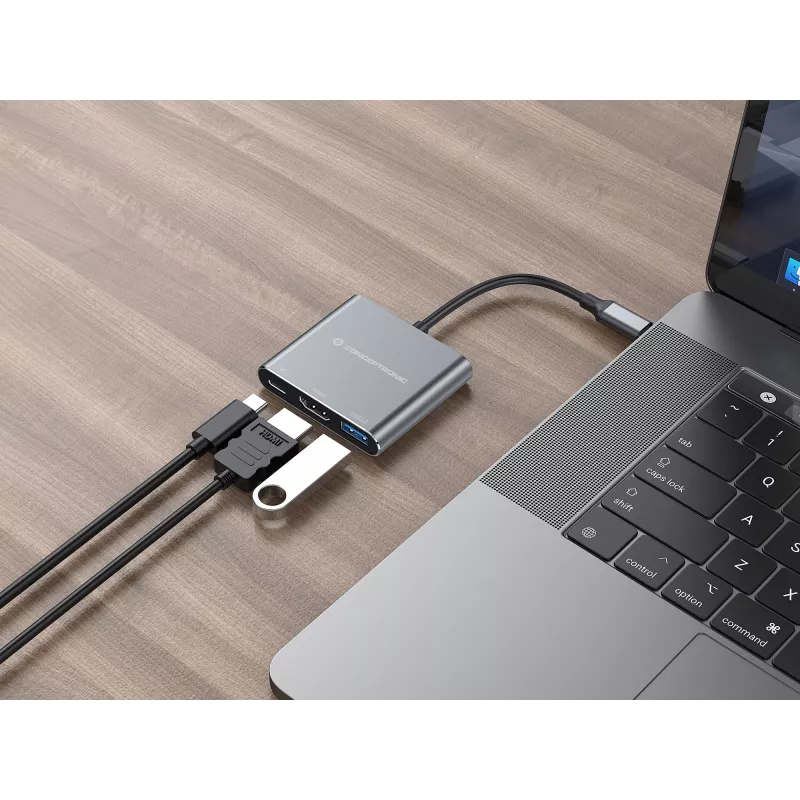 Conceptronic DONN18G 3-in-1 USB-C stotelė su HDMI, USB 3.0 ir 100W USB PD
